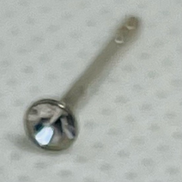 🔥SALE set (2) sterling silver stainless steel diamond CZ nose studs piercing - Picture 5 of 15